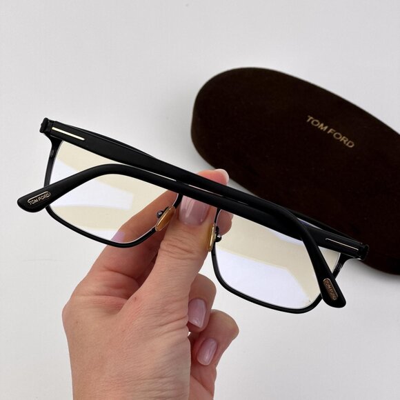 Tom Ford Men’s Eyeglasses – Black & Rose Gold | Blue Light Blocking | FT5733-B 0 - Picture 2 of 9